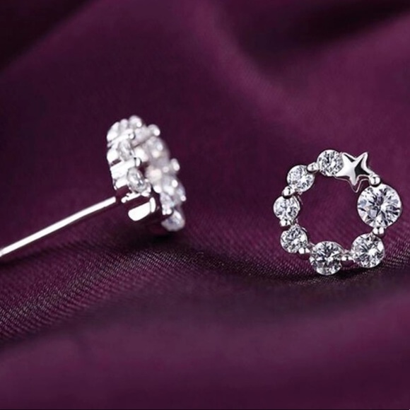 Sterling Silver CZ Stud Earrings - Picture 2 of 6
